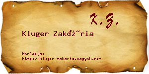 Kluger Zakária névjegykártya